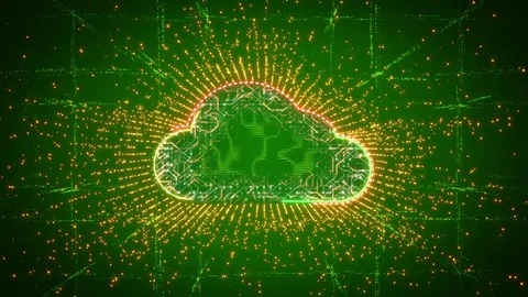 Cloud computing technology abstract animation of cloud icon emitting particles Stock Footage 81693259