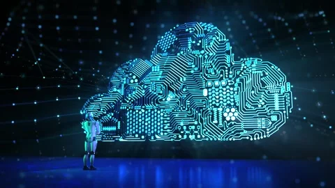 Cloud computing technology with ai robot Stock Footage 313816836