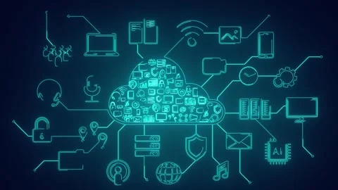 Cloud computing technology and its functions concept  animation Stock Footage 240861995