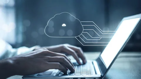 Cloud computing technology and online data storage for shrewd business network Stock Footage 168643634