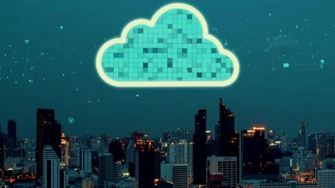 Cloud computing technology and online data storage for alteration data sharing Stock Footage 192240005