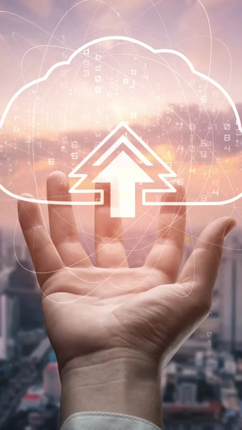 Cloud computing technology and online data storage for shrewd business network Stock Footage 293351150