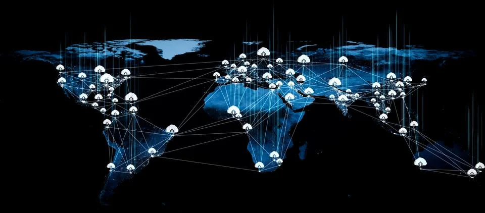 Cloud computing technology and online data storage in innovative perception Stockillustratie