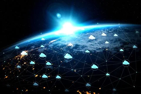 Cloud computing technology and online data storage in innovative perception Stock Illustration