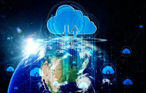 Cloud computing technology and online data storage in innovative perception 스톡 일러스트
