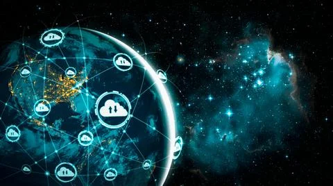 Cloud computing technology and online data storage in innovative perception イラスト素材