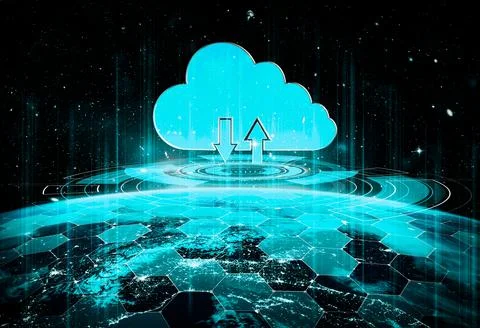 Cloud computing technology and online data storage in innovative perception 스톡 일러스트