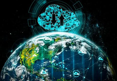 Cloud computing technology and online data storage in innovative perception イラスト素材