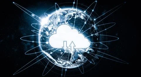 Cloud computing technology and online data storage in innovative perception 스톡 일러스트