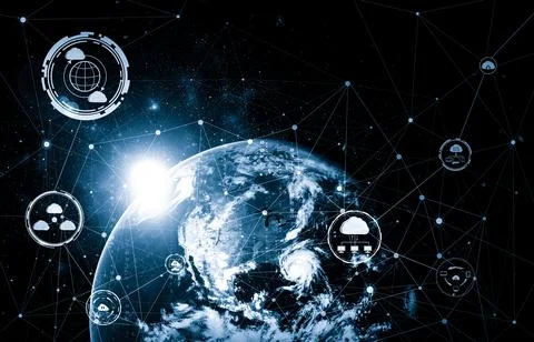 Cloud computing technology and online data storage in innovative perception Stock Illustration