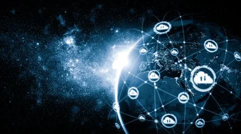 Cloud computing technology and online data storage in innovative perception Stock Illustration