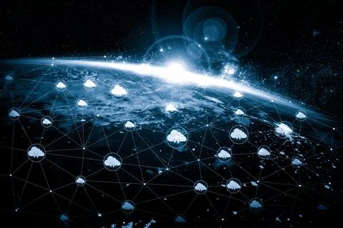 Cloud computing technology and online data storage in innovative perception Stock Illustration