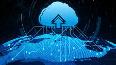 Cloud computing technology and online data storage for shrewd business network イラスト素材