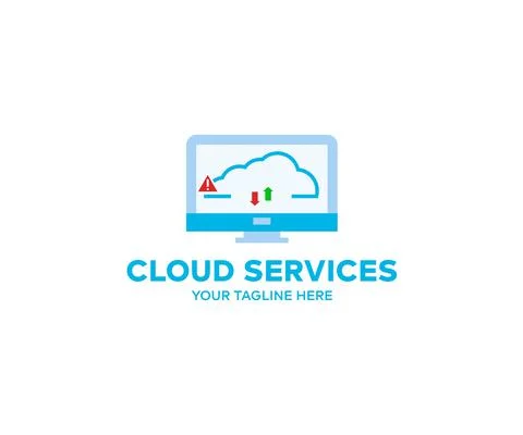 Cloud computing technology and online data storage logo design. Stock Illustration
