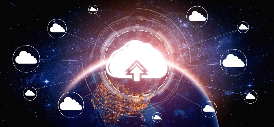 Cloud computing technology and online data storage for business network concept. Foto stock