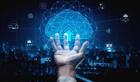 Cloud computing technology and online data storage for business network concept. Stock Photos