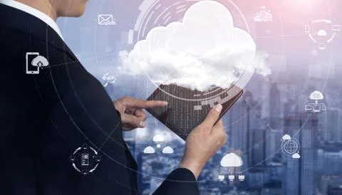 Cloud computing technology and online data storage for business network concept. Foto stock