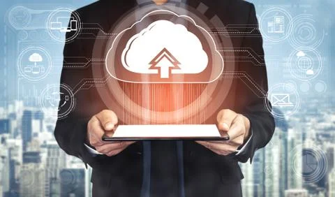 Cloud computing technology and online data storage for business network concept. Stock Photos