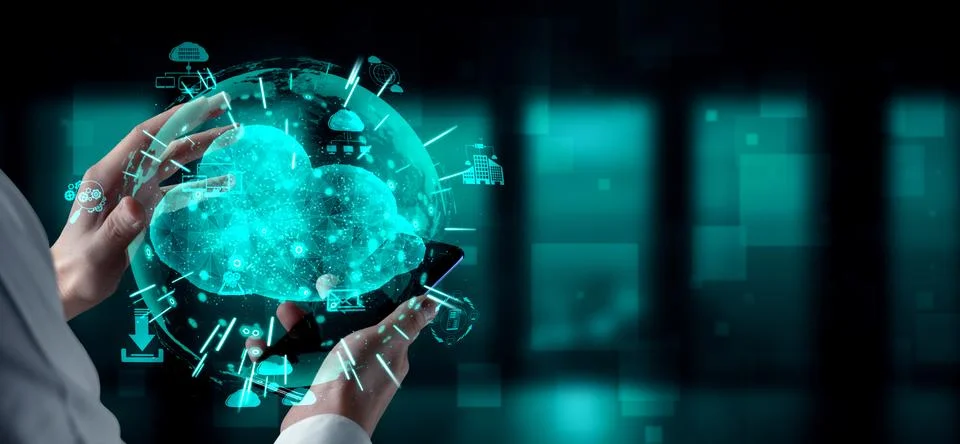 Cloud computing technology and online data storage for business network concept. Stock Photos