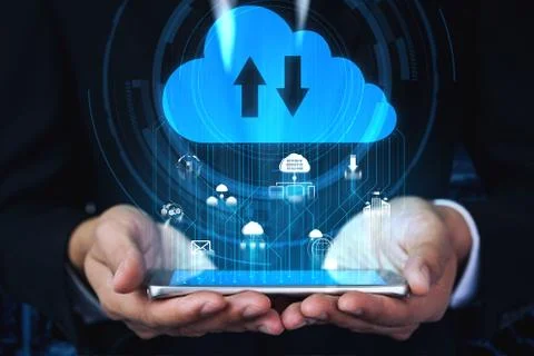 Cloud computing technology and online data storage for business network concept. Stock Photos