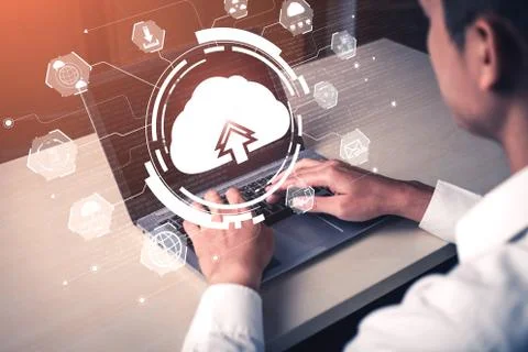 Cloud computing technology and online data storage for business network concept. Stock Photos