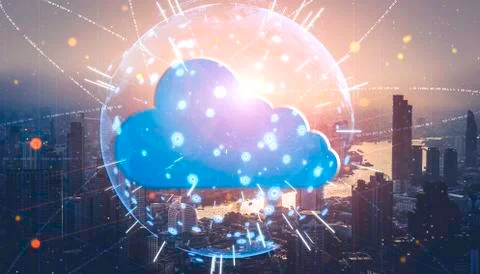 Cloud computing technology and online data storage for business network concept. Stock Photos