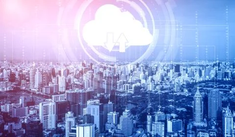 Cloud computing technology and online data storage for business network concept. Stock Photos