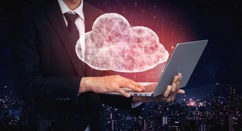 Cloud computing technology and online data storage for business network concept. 스톡 사진