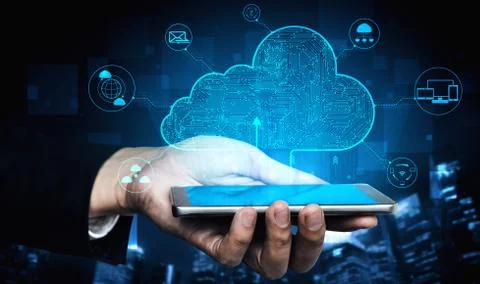 Cloud computing technology and online data storage for business network concept. Stock Photos