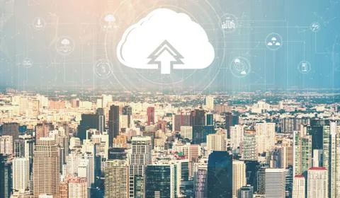 Cloud computing technology and online data storage for business network concept. Foto stock