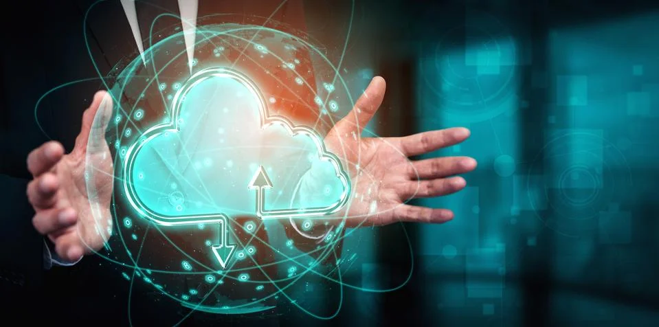 Cloud computing technology and online data storage for business network concept. Stock Photos