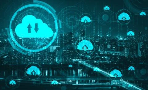 Cloud computing technology and online data storage for business network concept. Stock Photos