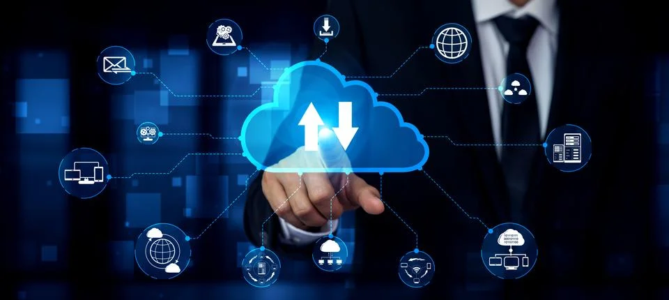 Cloud computing technology and online data storage for business network concept. Foto stock