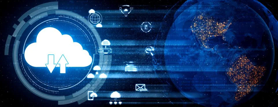 Cloud computing technology and online data storage for business network concept. 스톡 사진