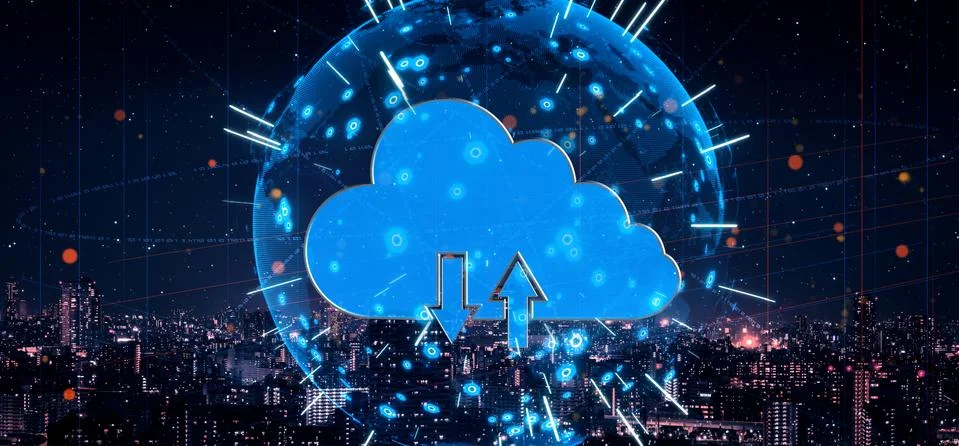 Cloud computing technology and online data storage for business network concept. Stock Photos