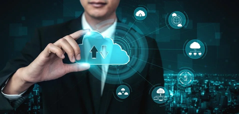 Cloud computing technology and online data storage for business network concept. Stock Photos