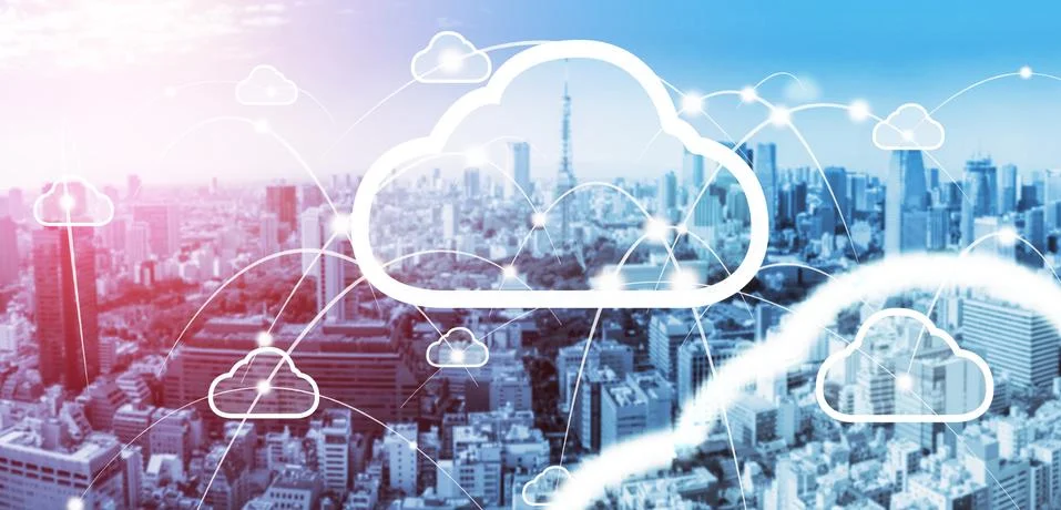 Cloud computing technology and online data storage for global data sharing. 스톡 사진