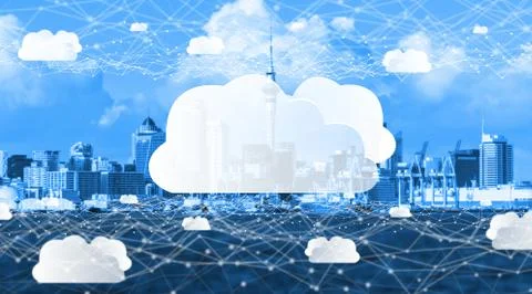 Cloud computing technology and online data storage for global data sharing. 스톡 사진