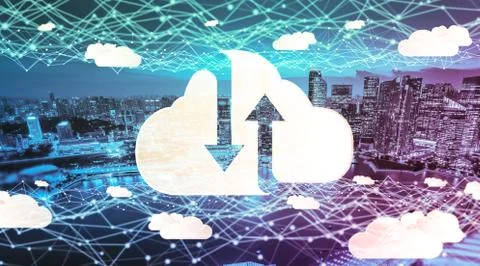 Cloud computing technology and online data storage for global data sharing. 写真素材