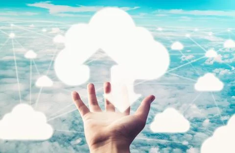 Cloud computing technology and online data storage for global data sharing. 스톡 사진