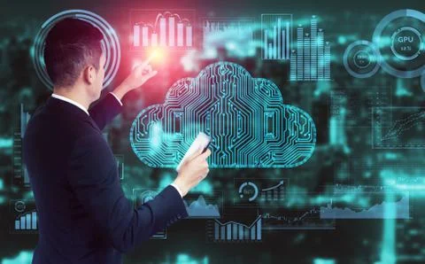 Cloud computing technology and online data storage for global data sharing. 写真素材