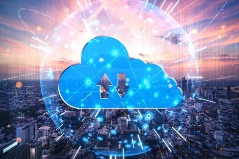 Cloud computing technology and online data storage for business network concept. Stock Photos