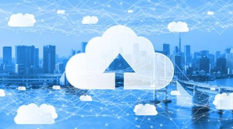 Cloud computing technology and online data storage for global data sharing. 스톡 사진