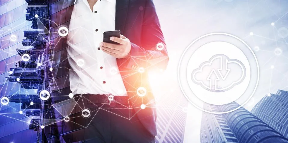 Cloud computing technology and online data storage for global data sharing. 写真素材