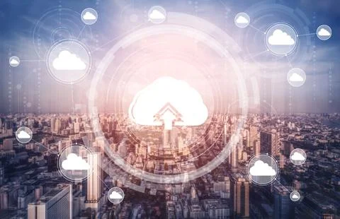 Cloud computing technology and online data storage for business network concept. Stock Photos