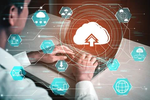 Cloud computing technology and online data storage for business network concept. Stock Photos