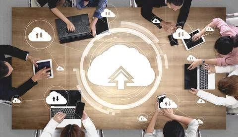 Cloud computing technology and online data storage for business network concept. Stock Photos