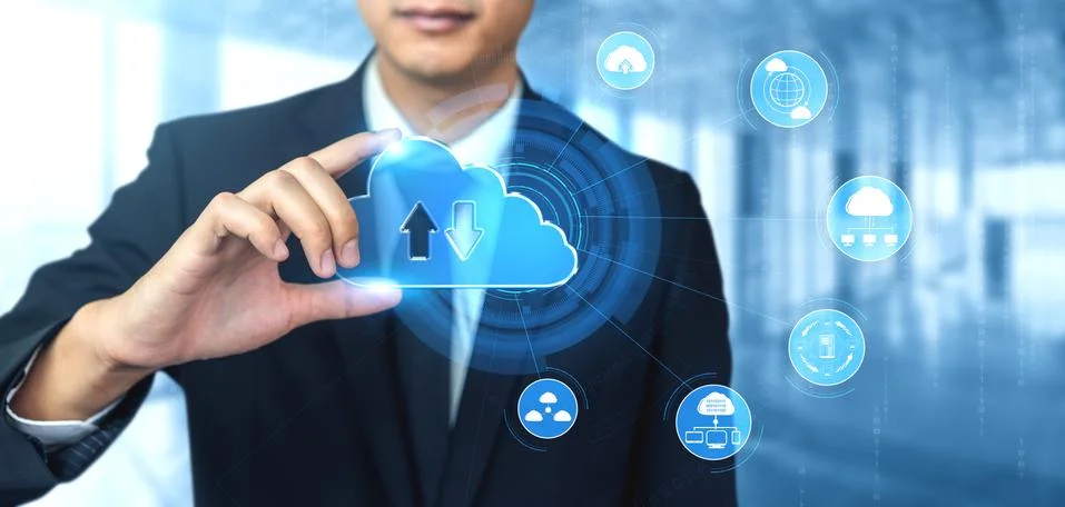 Cloud computing technology and online data storage for business network concept. 写真素材