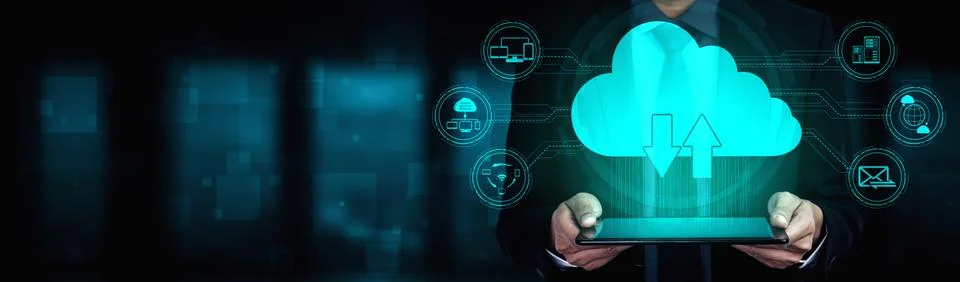 Cloud computing technology and online data storage for business network concept. Stock Photos