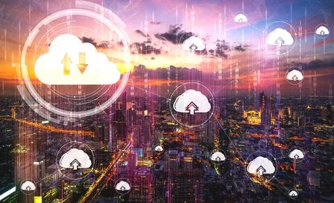 Cloud computing technology and online data storage for business network concept. Foto stock